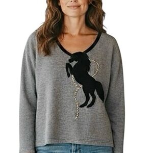 Side Saddle Knit Horse Crop Top L‎